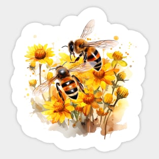 Bee and Flowers Sticker